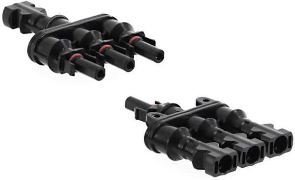 3-way solar connector junction sockets compatible with solar connector plug-in systems